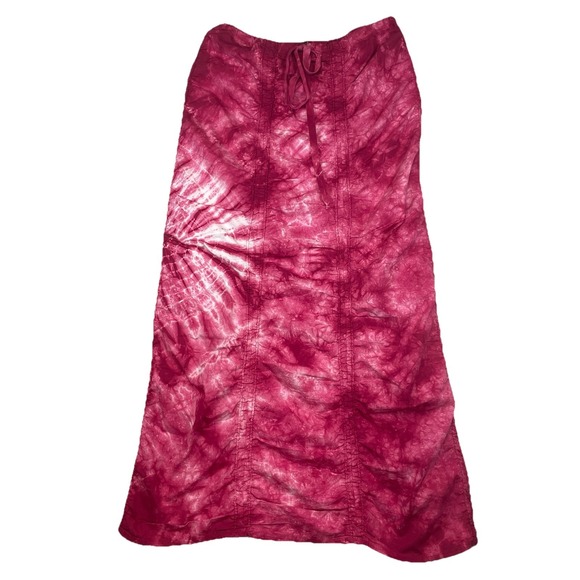 XCVI Maxi Skirt Women's Small Pink Tie Dye Ruched Boho Festival Stretch 120986 - Picture 1 of 5